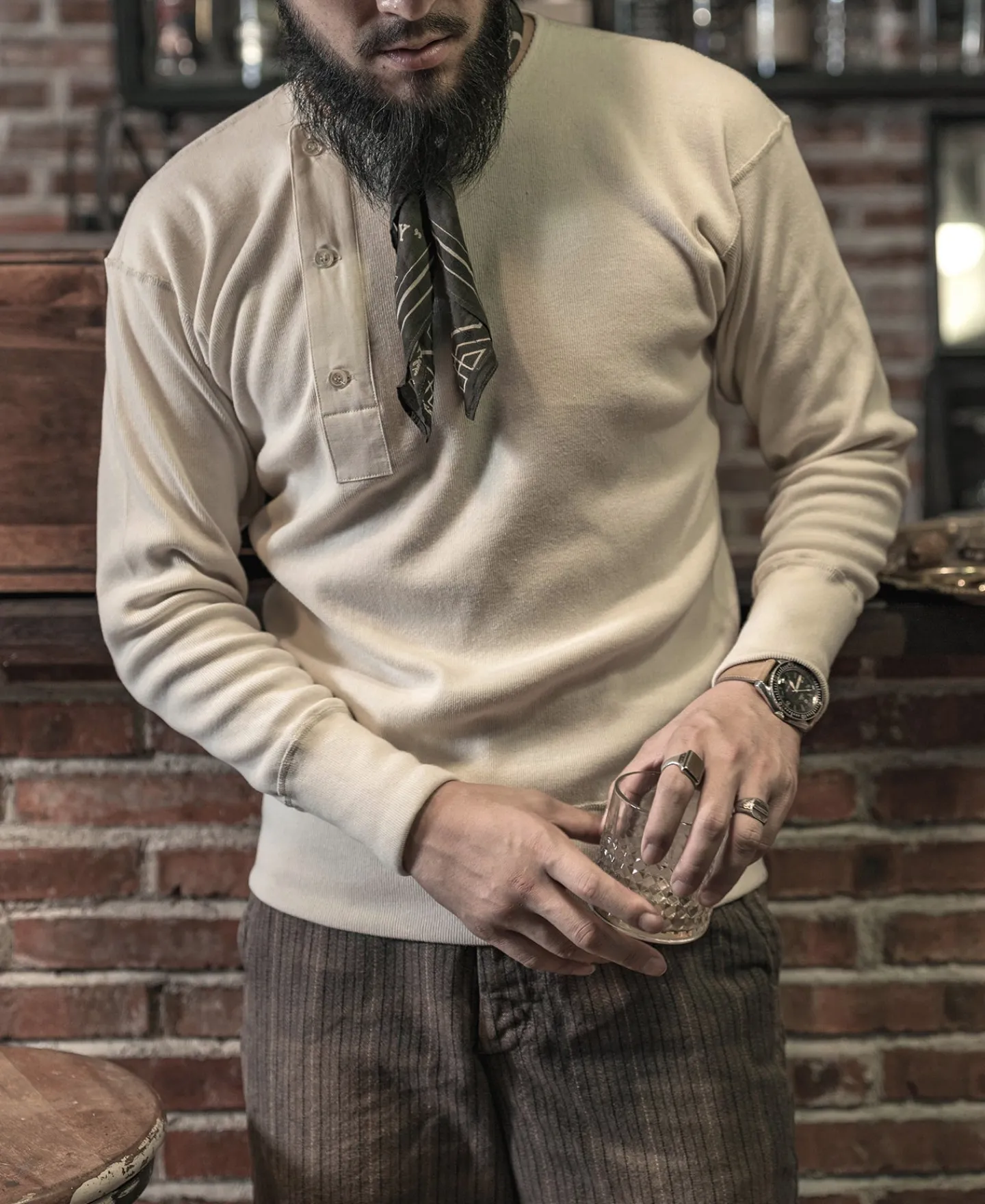 Bronson Mfg 14 oz Side Closing Henley Shirt -> Long Sleeve T-Shirts|Henleys