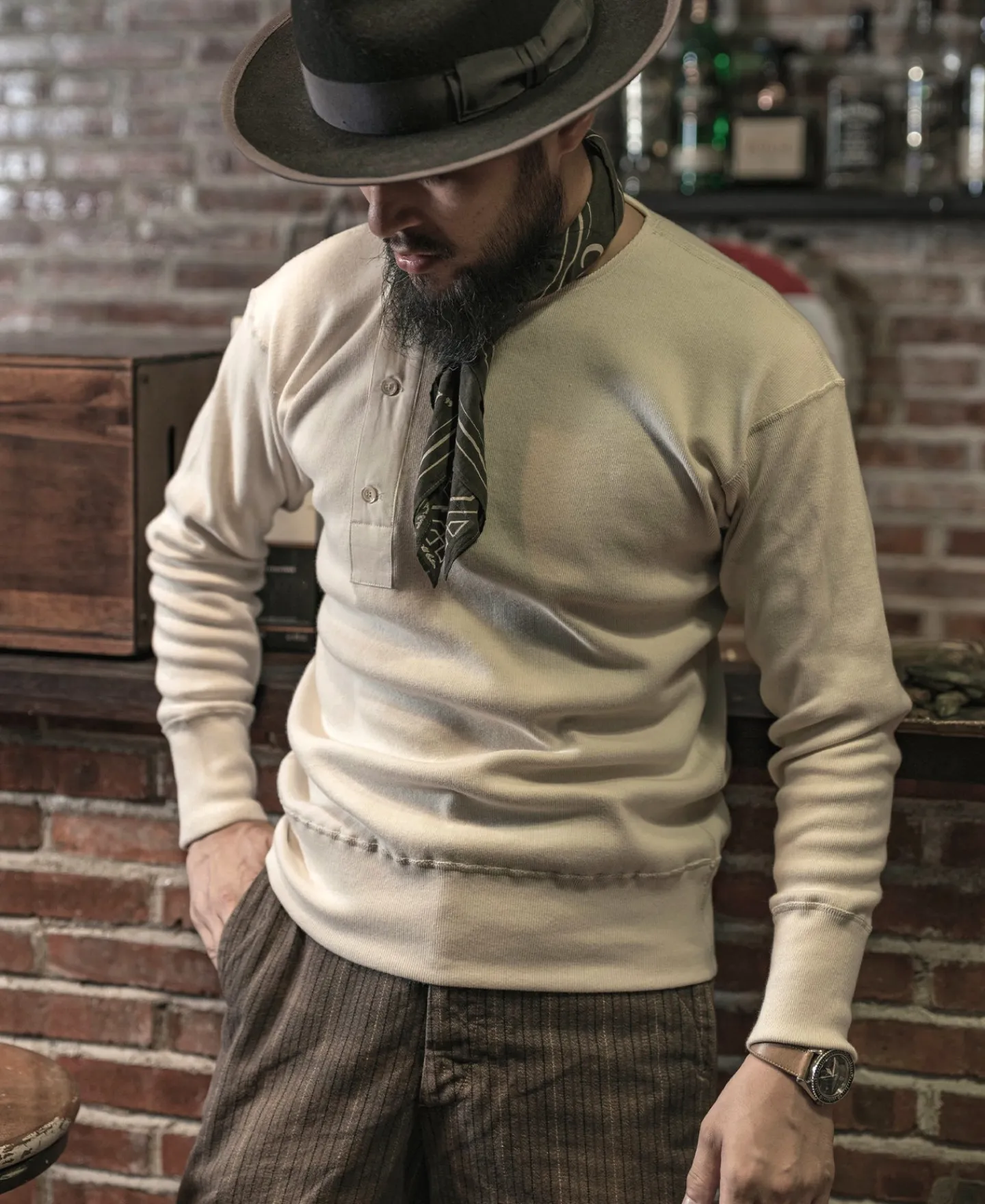 Bronson Mfg 14 oz Side Closing Henley Shirt -> Long Sleeve T-Shirts|Henleys
