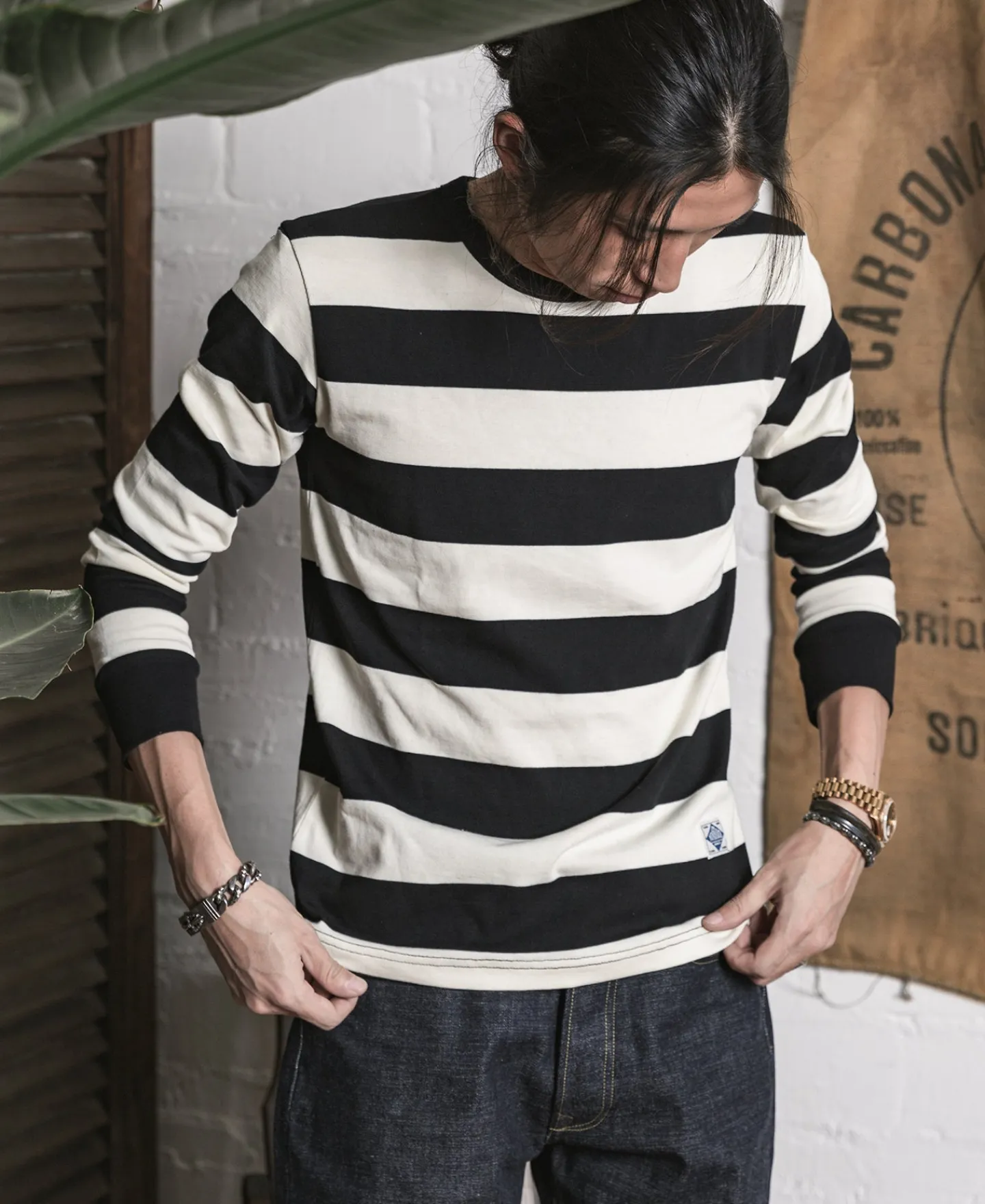Bronson Mfg 9 oz Wide Striped Long Sleeve T-Shirt> Long Sleeve T-Shirts