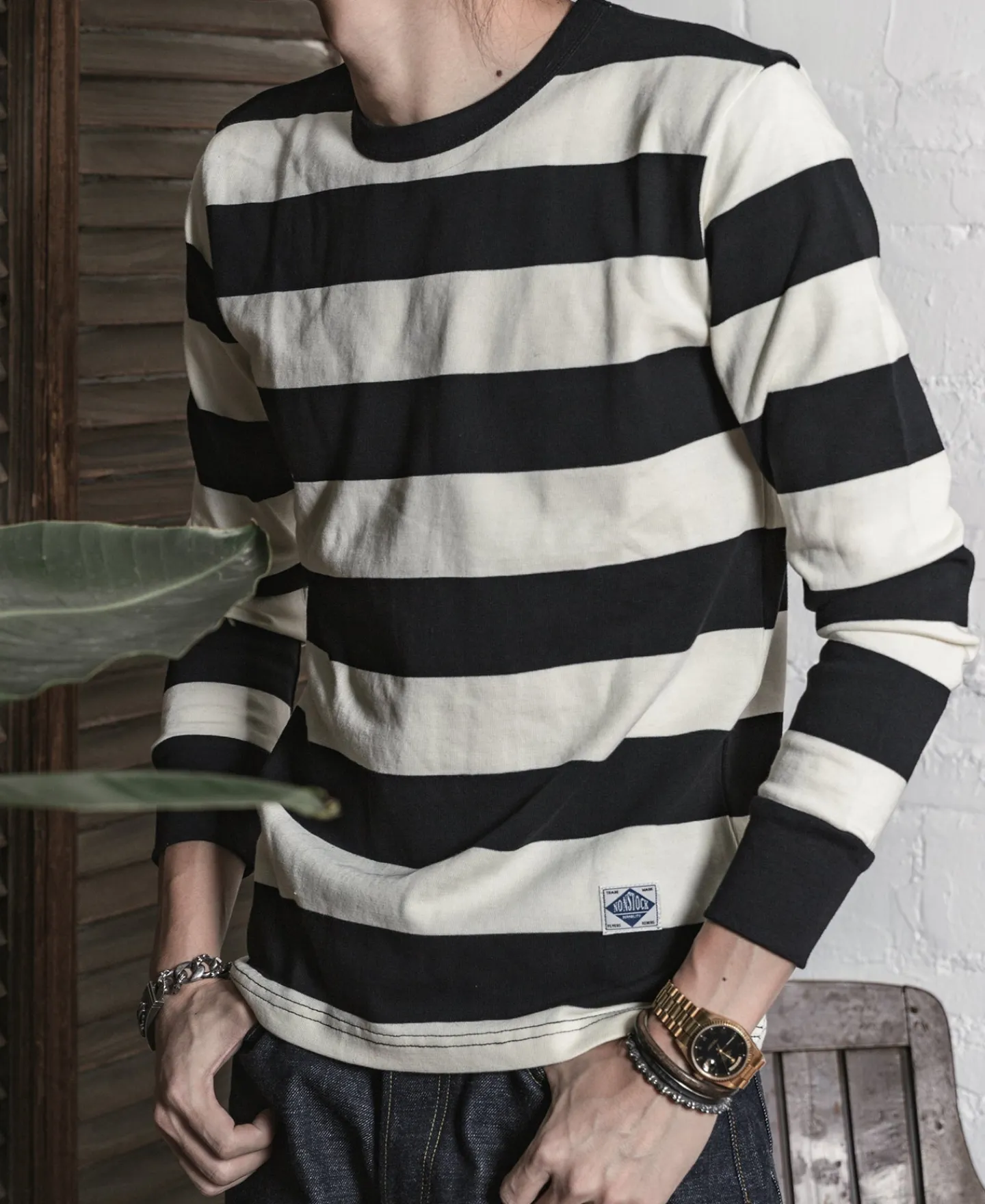 Bronson Mfg 9 oz Wide Striped Long Sleeve T-Shirt> Long Sleeve T-Shirts