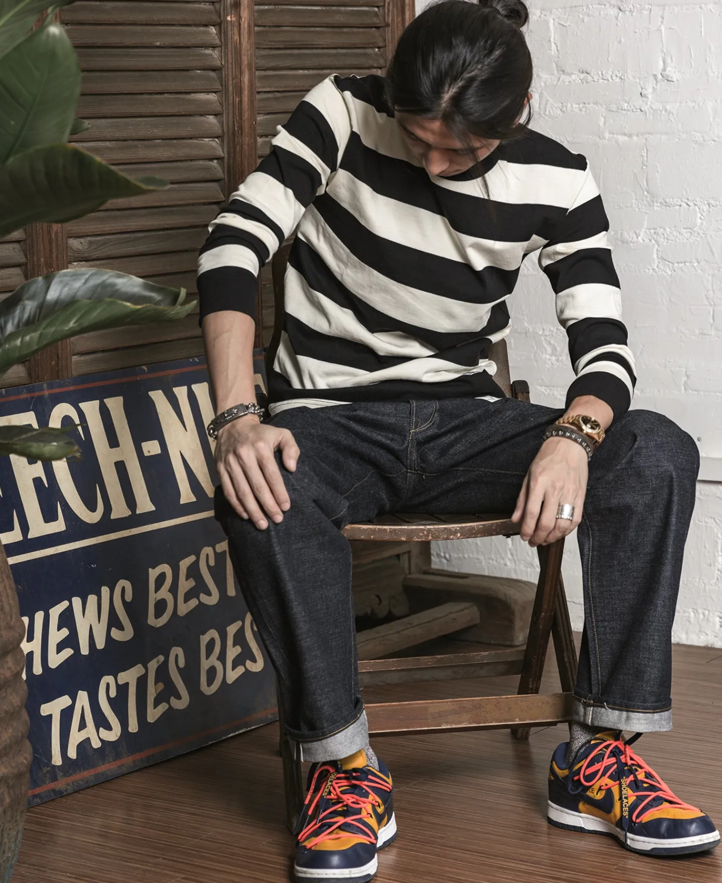 Bronson Mfg 9 oz Wide Striped Long Sleeve T-Shirt> Long Sleeve T-Shirts