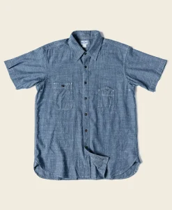 Bronson Mfg 1943 Slub Cotton Chambray Work Shirt> Short Sleeve Shirts