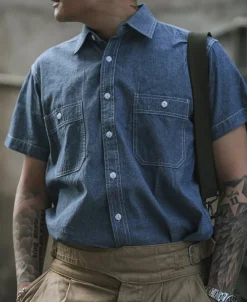 Bronson Mfg Chambray Short Sleeve Work Shirt><noscript><img width=
