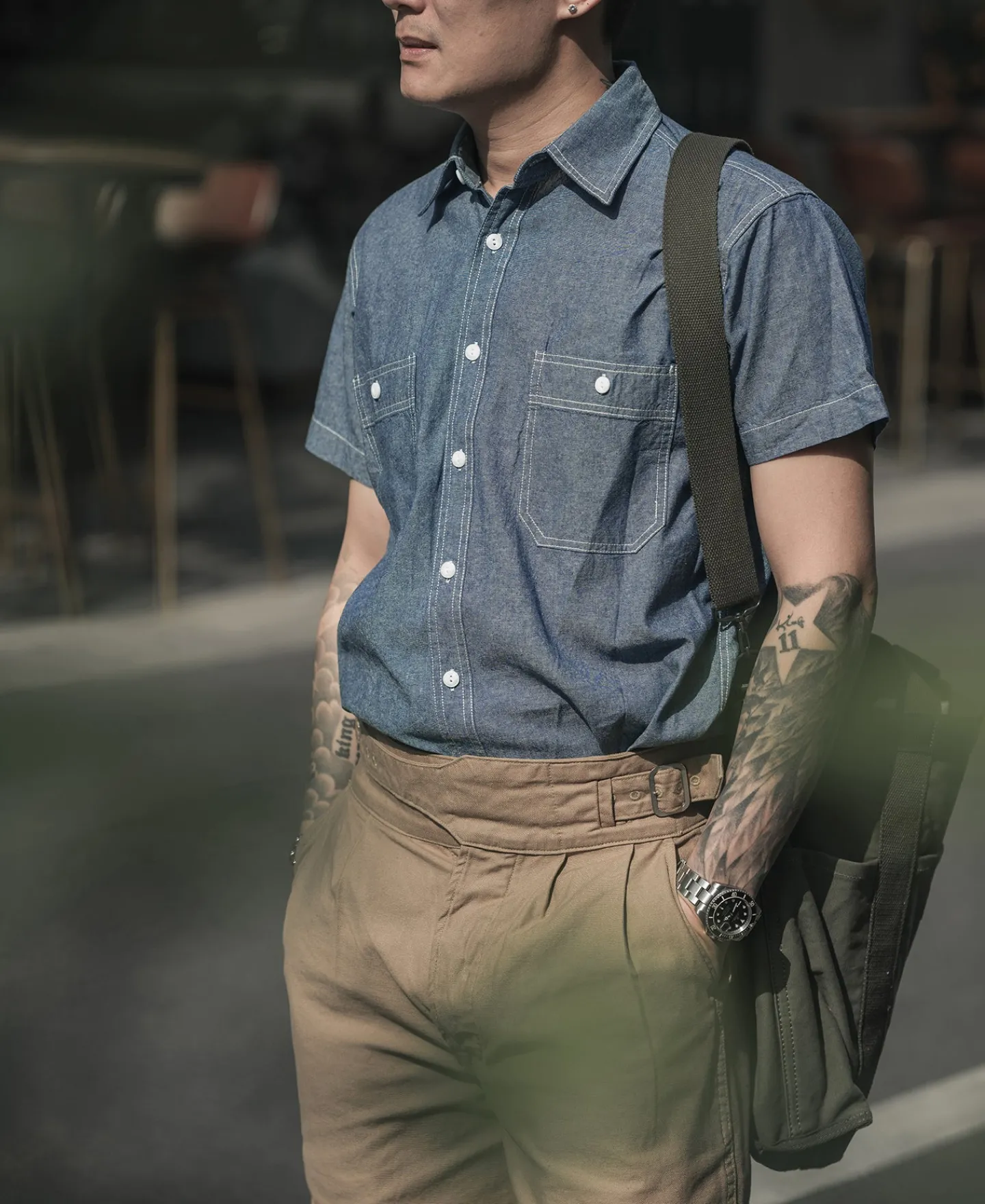 Bronson Mfg Chambray Short Sleeve Work Shirt> Short Sleeve Shirts