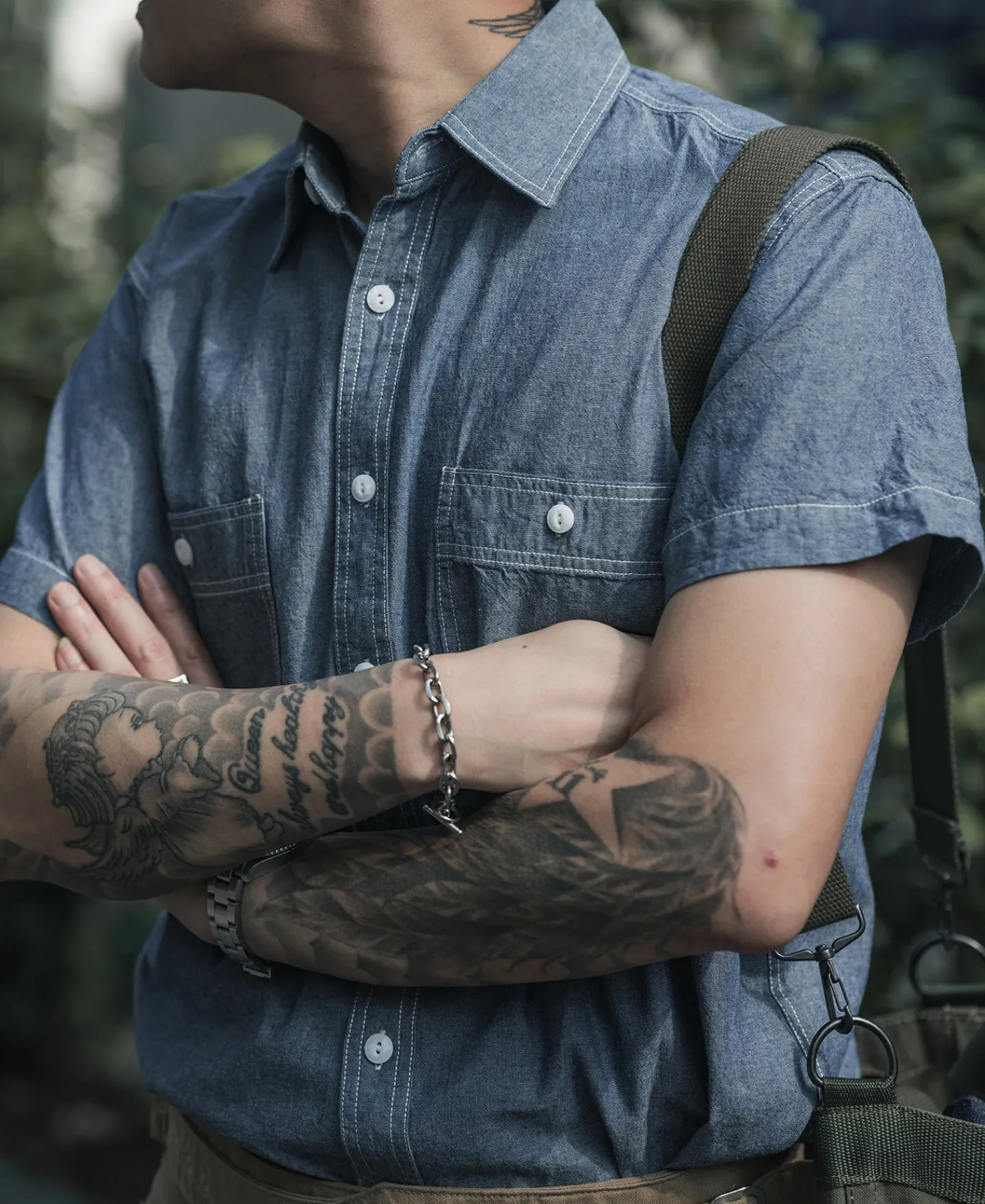 Bronson Mfg Chambray Short Sleeve Work Shirt> Short Sleeve Shirts