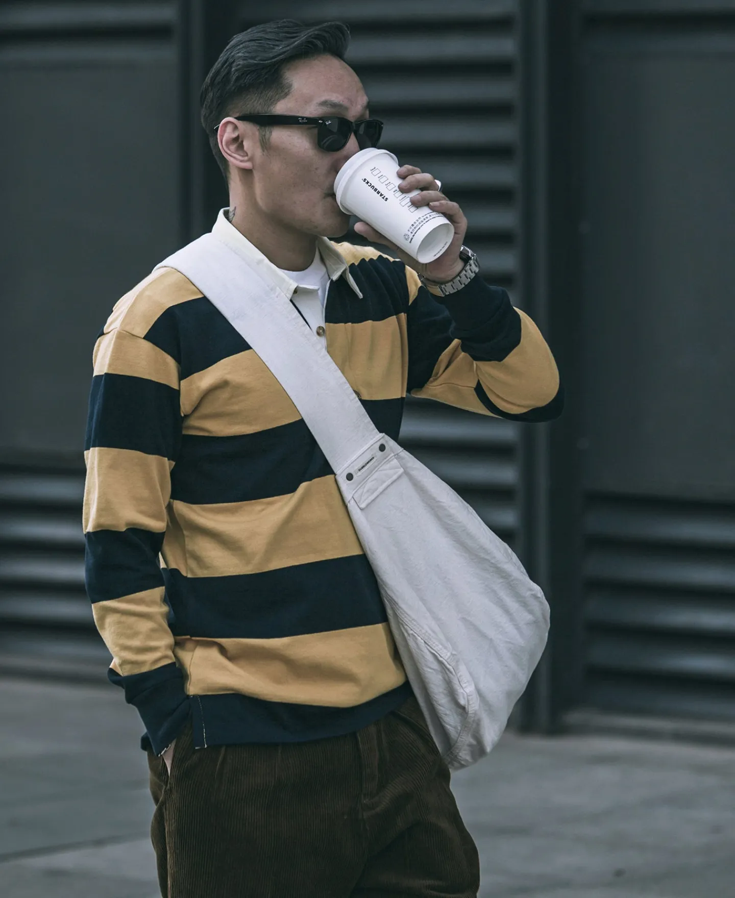Bronson Mfg Classic Fit Striped Jersey Rugby Shirt -> Long Sleeve T-Shirts