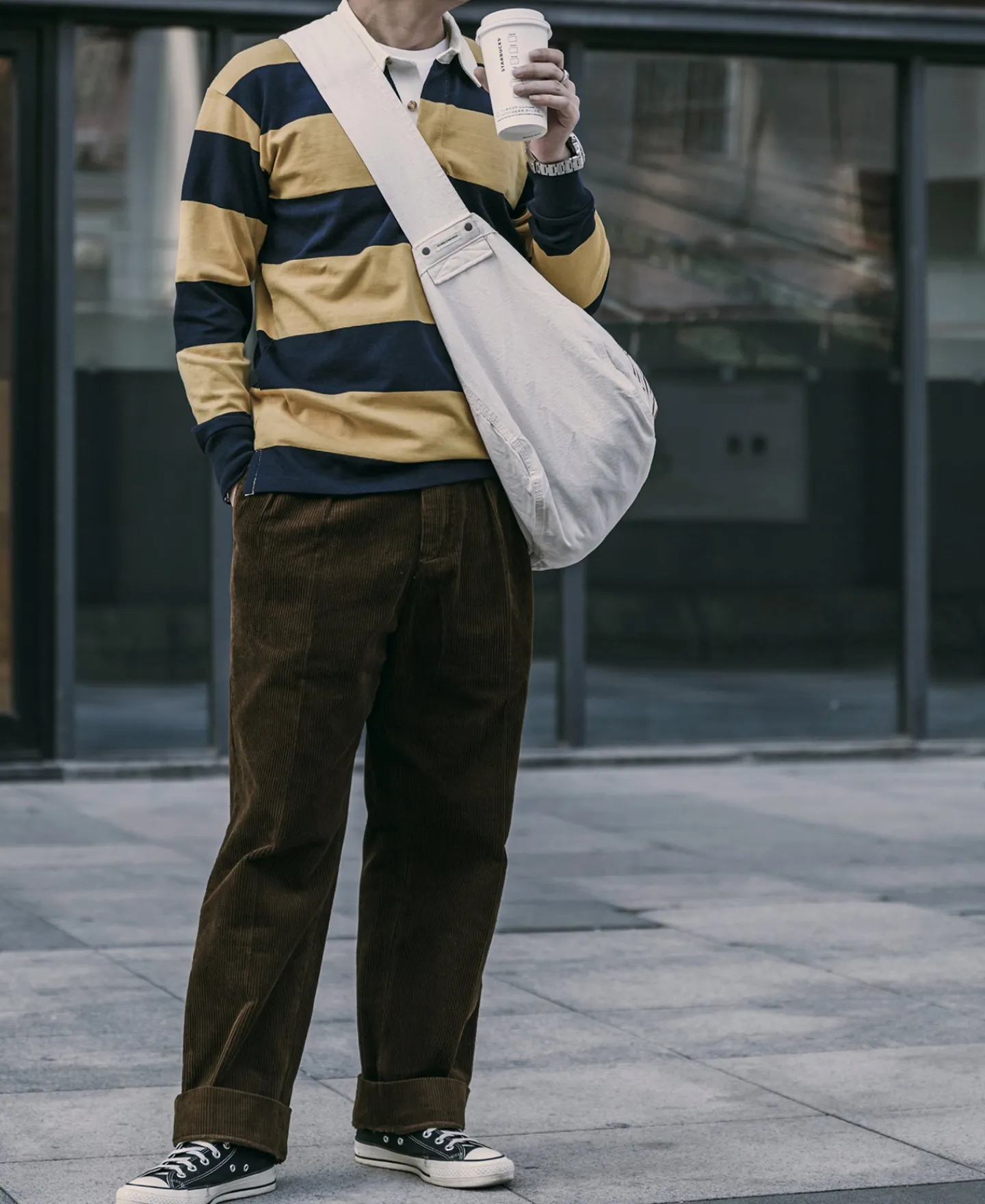 Bronson Mfg Classic Fit Striped Jersey Rugby Shirt -> Long Sleeve T-Shirts