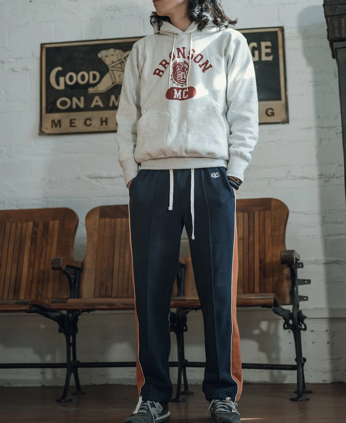 Bronson Mfg Classic Straight-Leg Striped Logo-Embroidered Cotton-Terry Sweatpants -> Pants & Trousers|Sweatpants