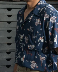 Bronson Mfg Cowboy Symbols Pattern Cuban Collar Shirt -><noscript><img width=