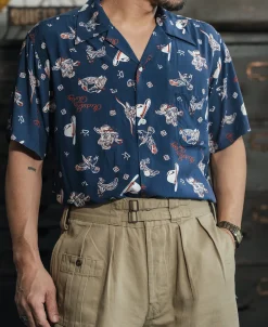 Bronson Mfg Cowboy Symbols Pattern Cuban Collar Shirt -><noscript><img width=