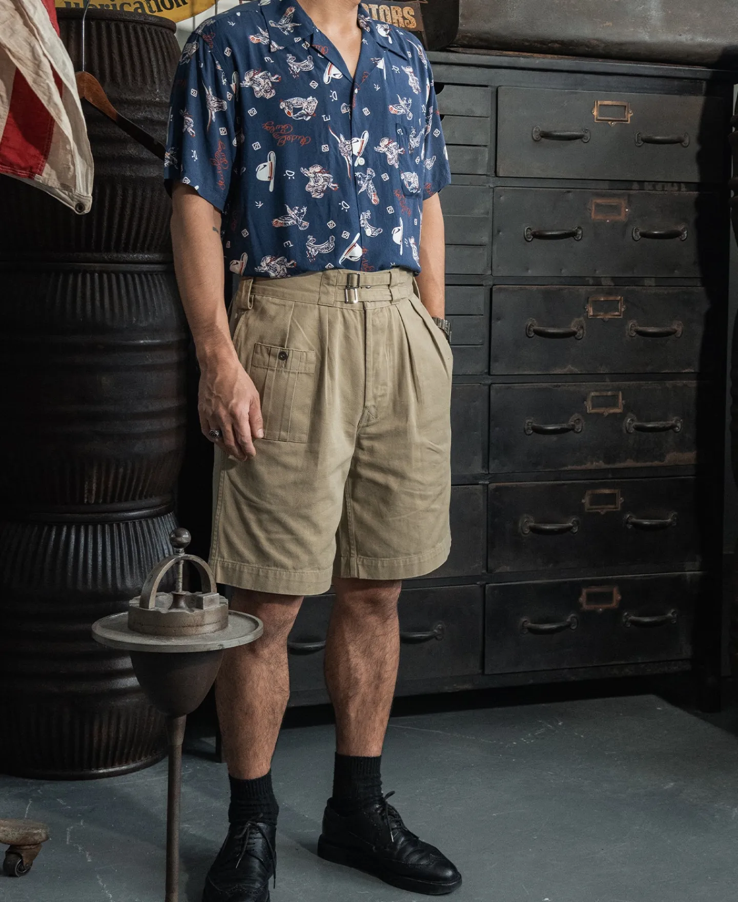 Bronson Mfg Cowboy Symbols Pattern Cuban Collar Shirt -> Short Sleeve Shirts