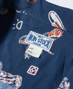 Bronson Mfg Cowboy Symbols Pattern Cuban Collar Shirt -><noscript><img width=