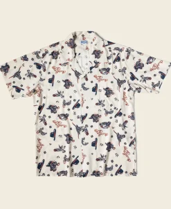Bronson Mfg Cowboy Symbols Pattern Cuban Collar Shirt -> Short Sleeve Shirts