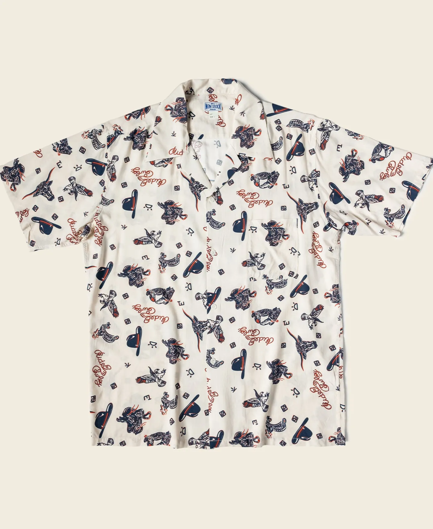 Bronson Mfg Cowboy Symbols Pattern Cuban Collar Shirt -> Short Sleeve Shirts