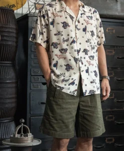 Bronson Mfg Cowboy Symbols Pattern Cuban Collar Shirt -><noscript><img width=