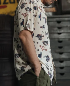 Bronson Mfg Cowboy Symbols Pattern Cuban Collar Shirt -><noscript><img width=