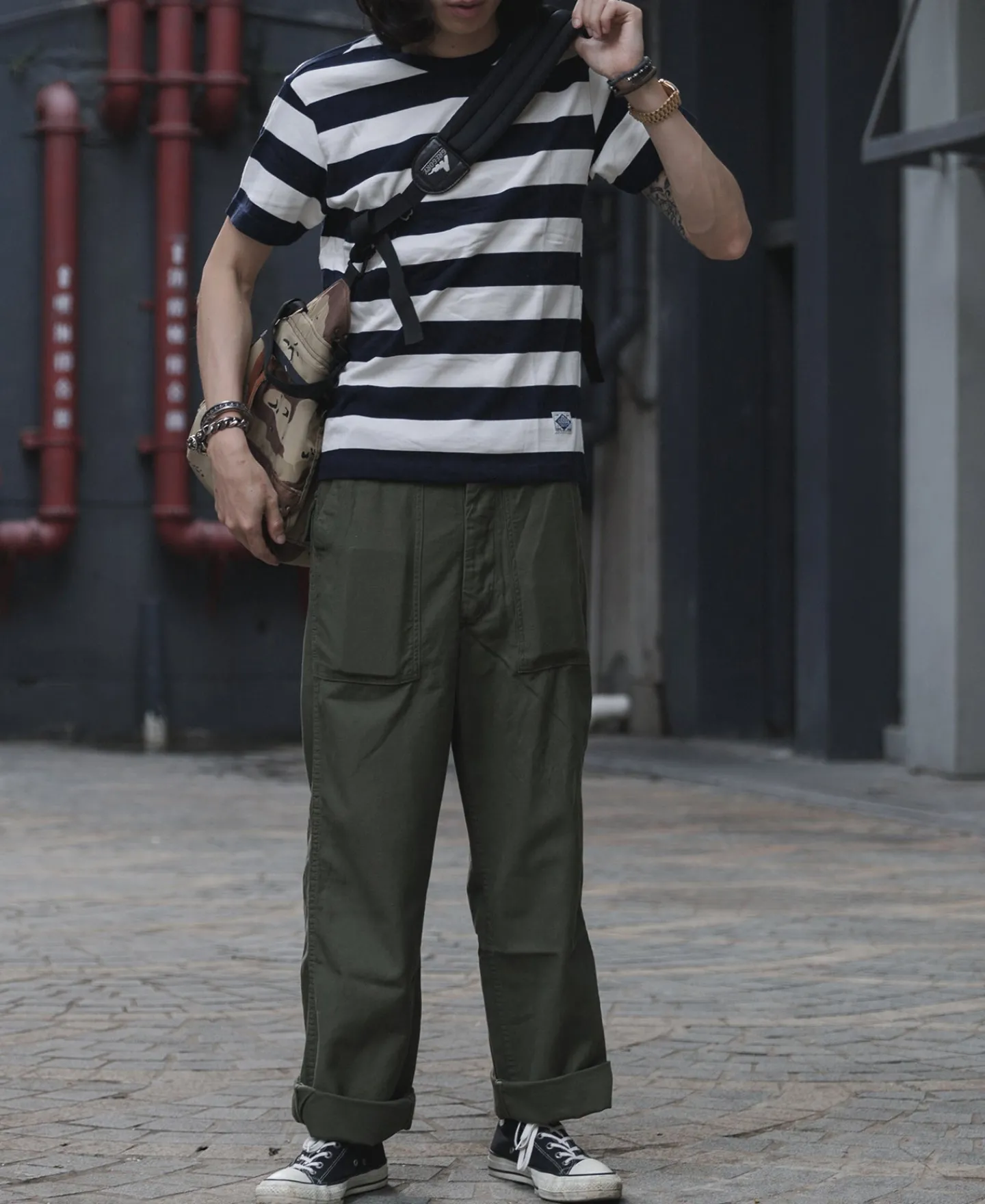 Bronson Mfg Heavyweight Cotton Wide Striped T-Shirt -> Short Sleeve T-Shirts
