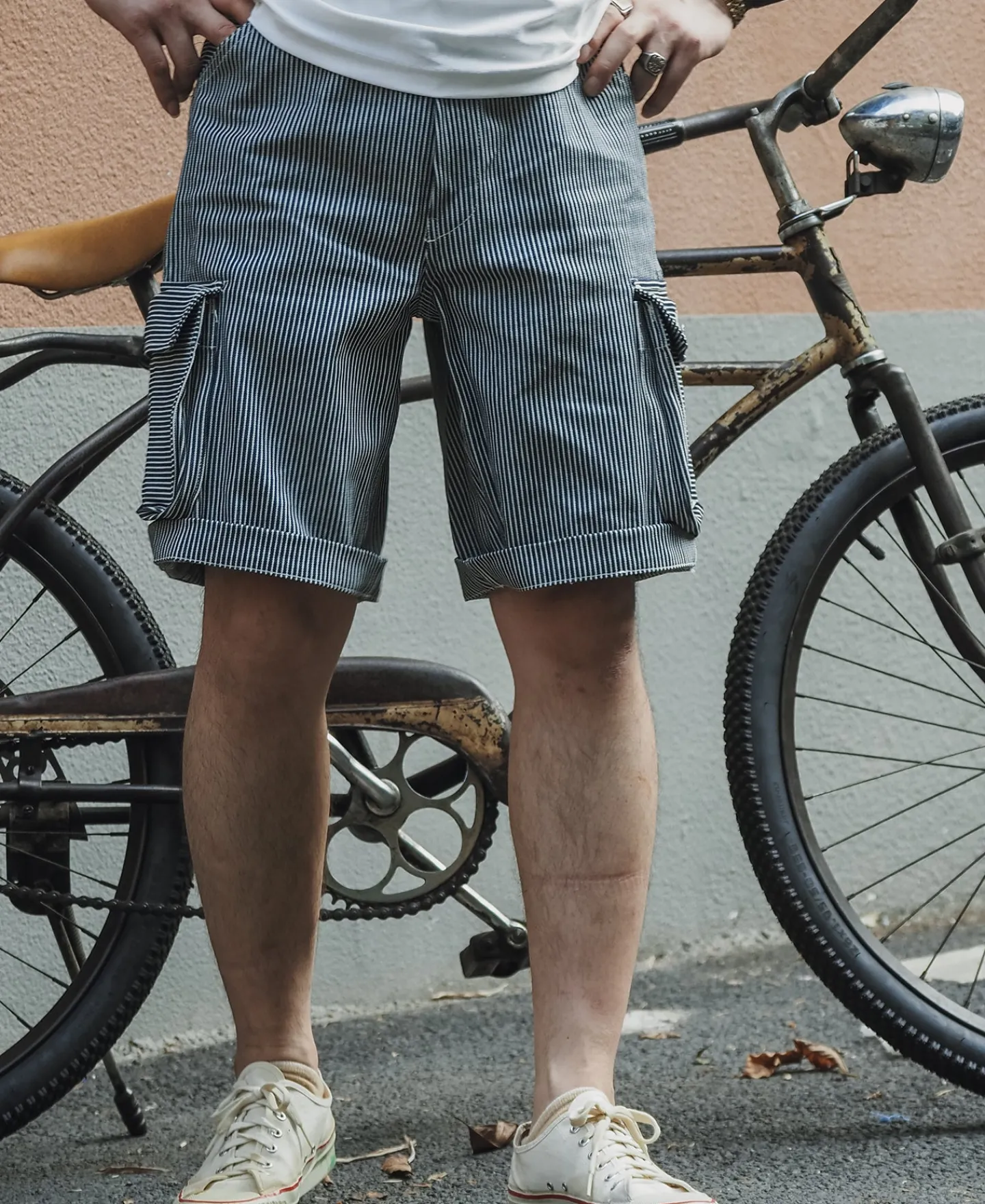 Bronson Mfg Hickory Stripe Cotton Cargo Shorts> Shorts