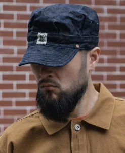 Bronson Mfg Denim Railroad Engineer Cap><noscript><img width=