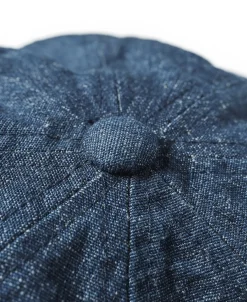 Bronson Mfg Indigo Linen and Cotton-Blend Newsboy Cap><noscript><img width=