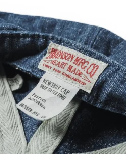 Bronson Mfg Indigo Linen and Cotton-Blend Newsboy Cap><noscript><img width=