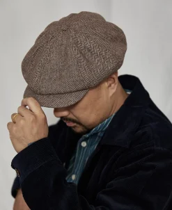 Bronson Mfg Light Herringbone Wool Newsboy Cap><noscript><img width=