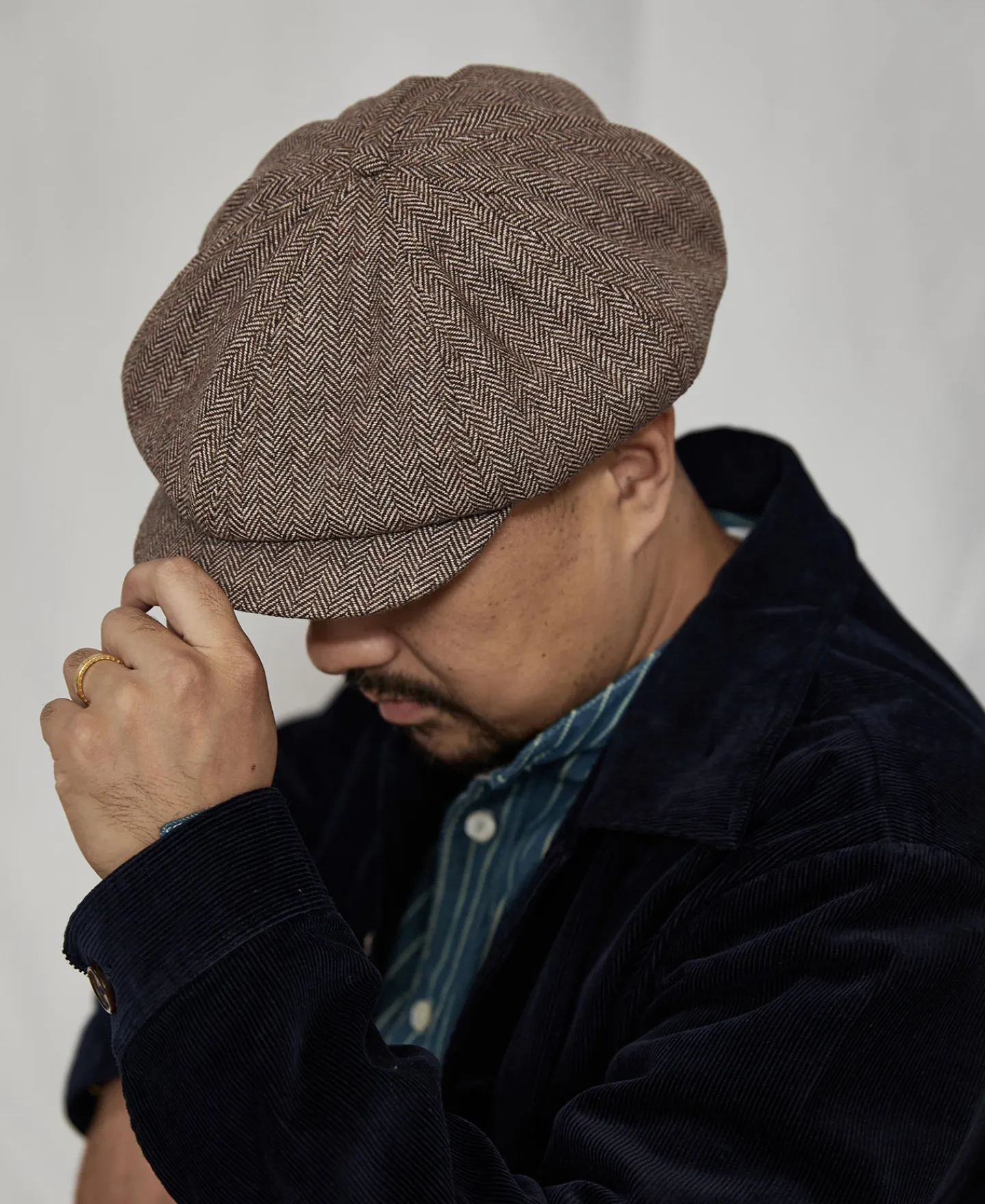 Bronson Mfg Light Herringbone Wool Newsboy Cap> Hats & Caps