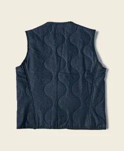Bronson Mfg Military Style Quilted Padded Denim Vest -> Vests