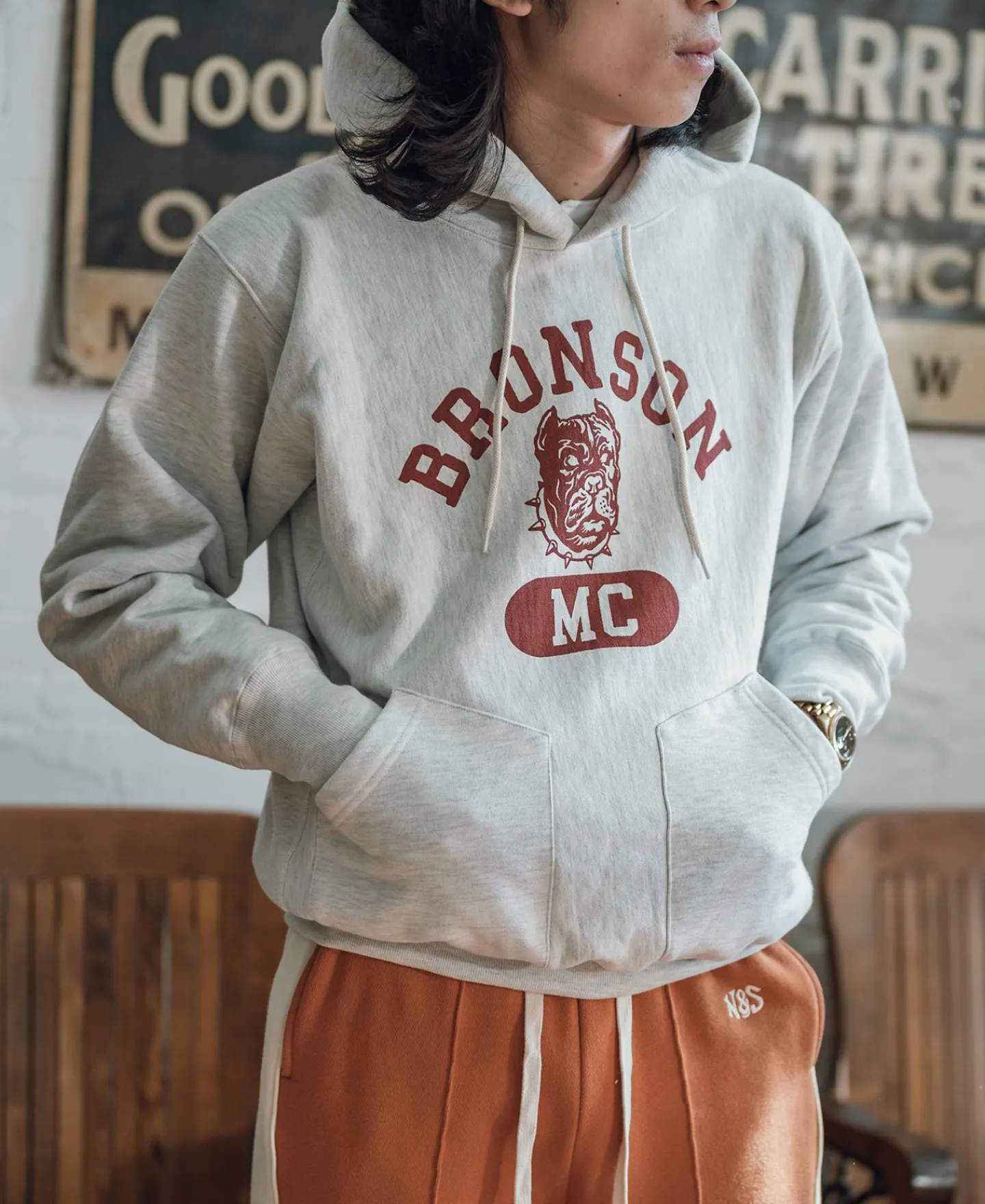 Bronson Mfg Motorcycle Club Logo-Print Reverse Weave Hoodie> Sweatshirts & Hoodies