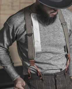 Bronson Mfg Old-Time Y-Back Leather Button Suspenders -><noscript><img width=