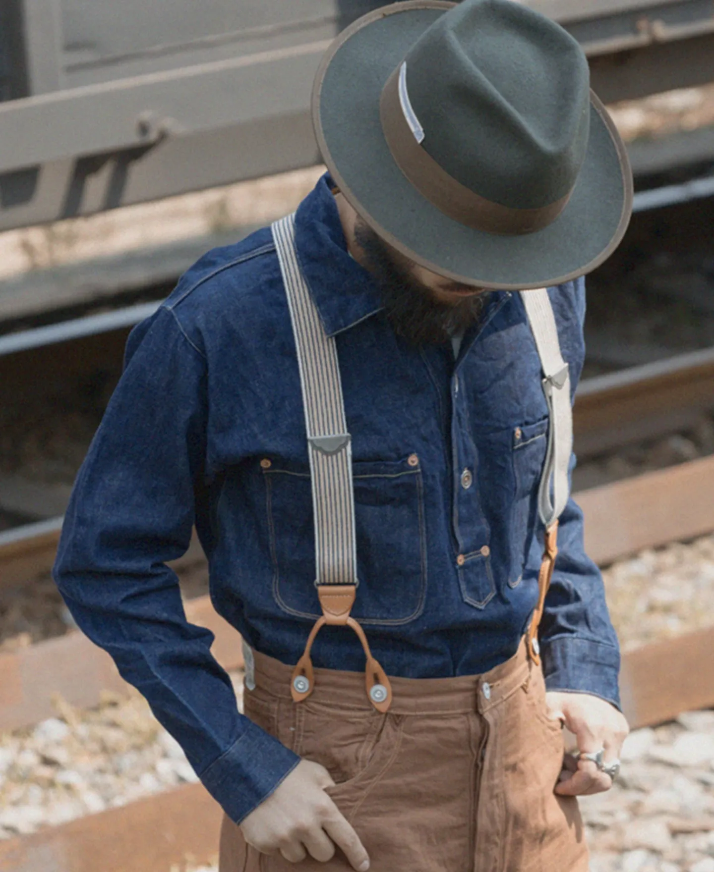 Bronson Mfg Old-Time Y-Back Leather Button Suspenders -> Others
