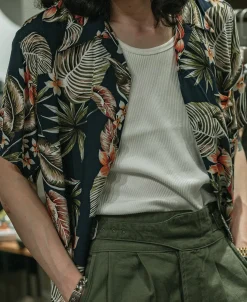 Bronson Mfg Plants & Flowers Pattern Aloha Shirt -><noscript><img width=