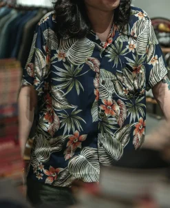Bronson Mfg Plants & Flowers Pattern Aloha Shirt -><noscript><img width=