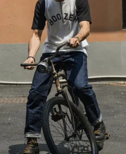 Bronson Mfg Quarter-Zip Rider Printed Raglan Sleeve T-Shirt - White><noscript><img width=