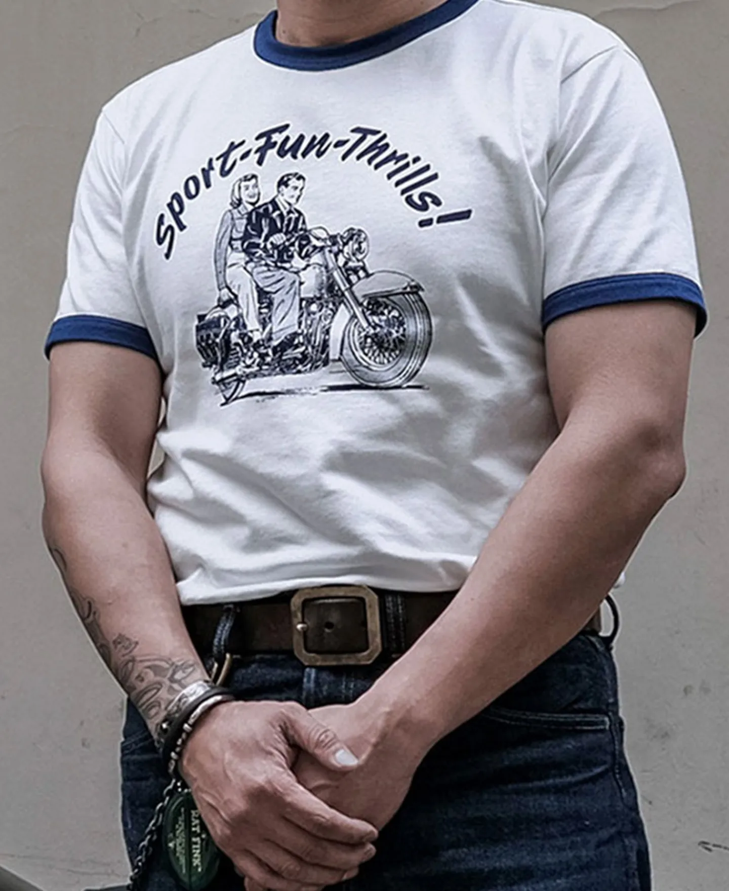 Bronson Mfg Retro Motorcycle Rider Printed T-Shirt -> Short Sleeve T-Shirts|Graphic T-Shirts