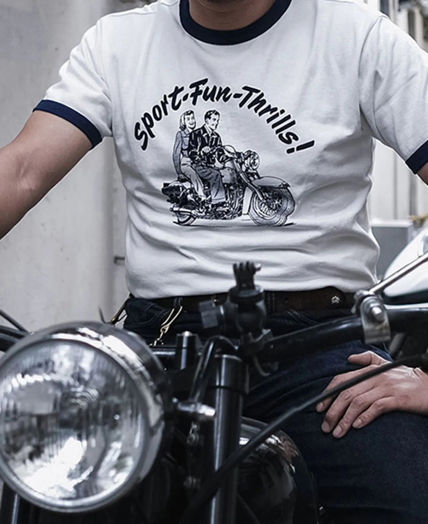 Bronson Mfg Retro Motorcycle Rider Printed T-Shirt -> Short Sleeve T-Shirts|Graphic T-Shirts