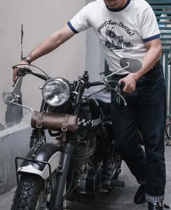 Bronson Mfg Retro Motorcycle Rider Printed T-Shirt -><noscript><img width=
