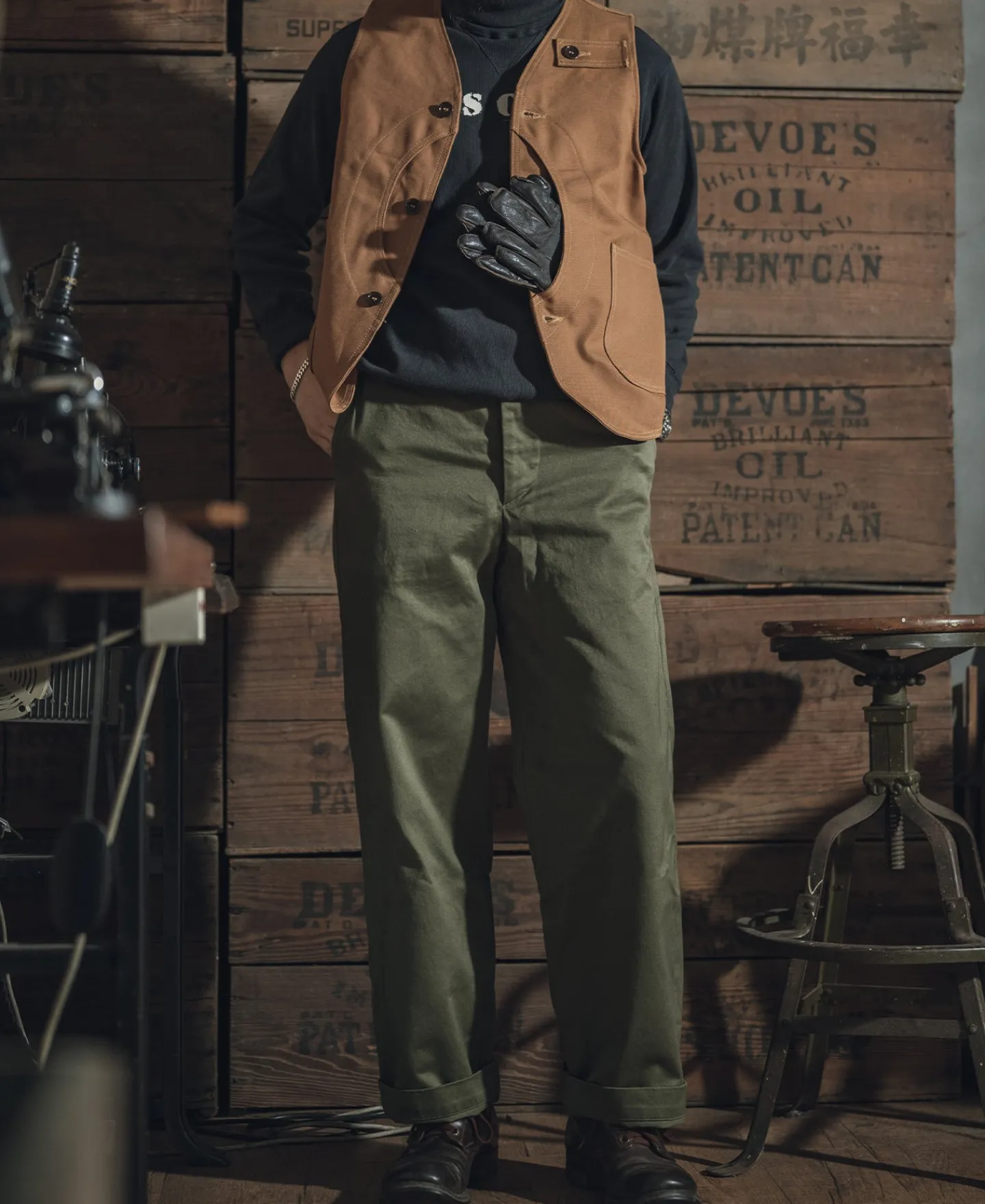 Bronson Mfg 1930s Heavyweight Canvas Game Pocket Hunting Vest -> Vests