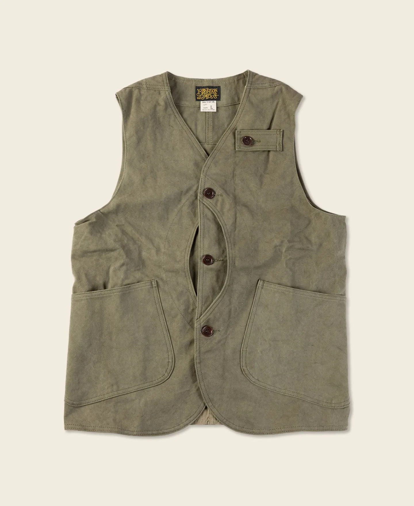 Bronson Mfg 1930s Heavyweight Canvas Game Pocket Hunting Vest -> Vests