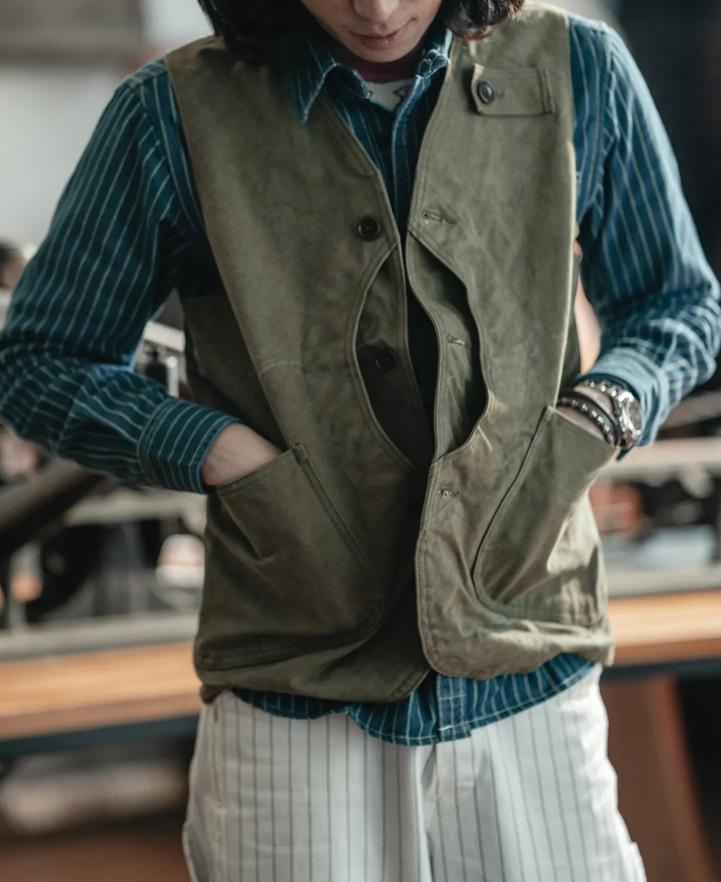 Bronson Mfg 1930s Heavyweight Canvas Game Pocket Hunting Vest -> Vests