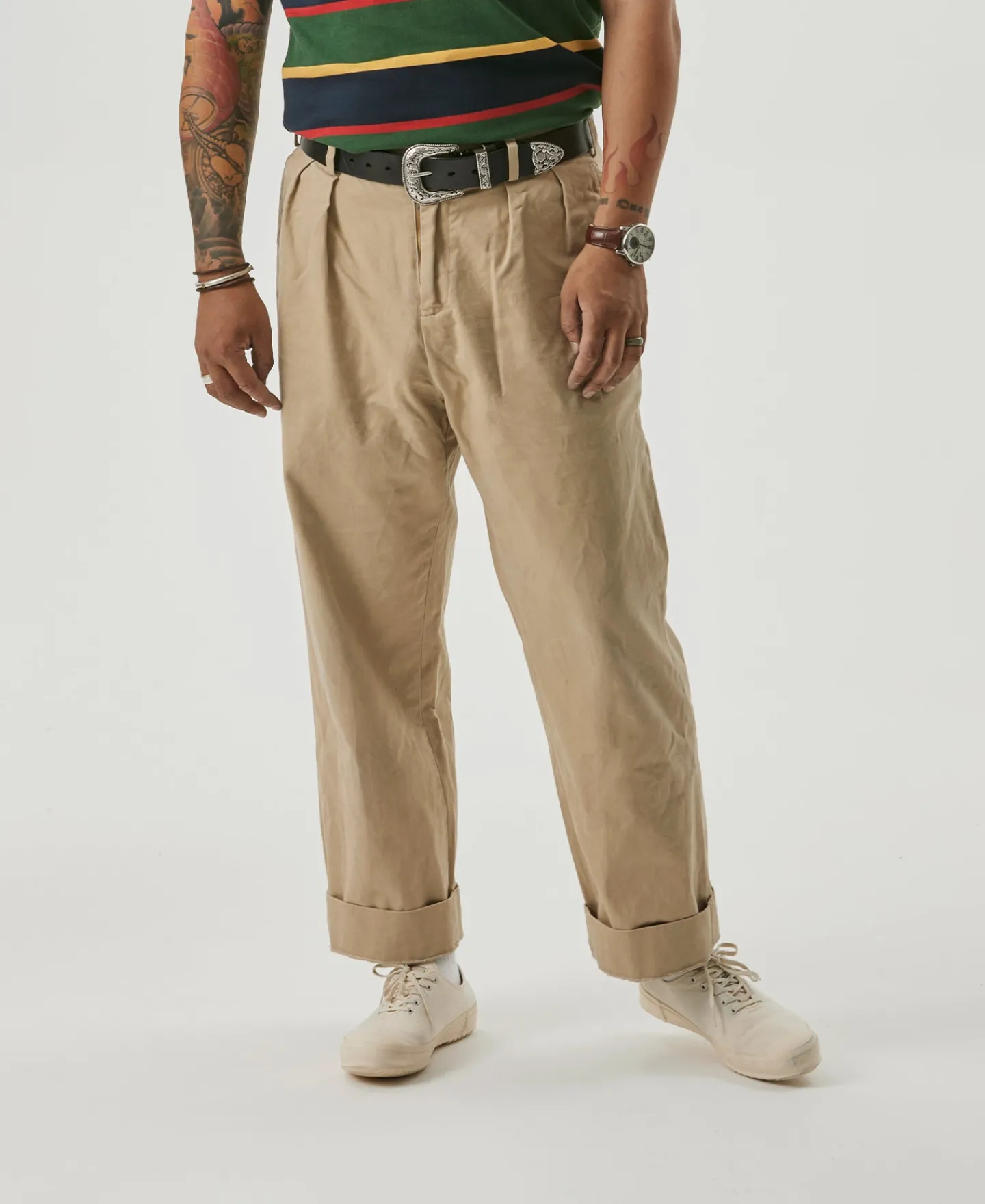 Bronson Mfg 1930s IVY Style Double Pleated Chino Trousers -> Pants & Trousers
