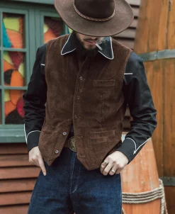 Bronson Mfg 1910s Retro Corduroy Vest><noscript><img width=
