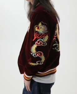 Bronson Mfg 1950s Reversible Acetate Souvenir Jacket - Dragon Tiger Falcon><noscript><img width=