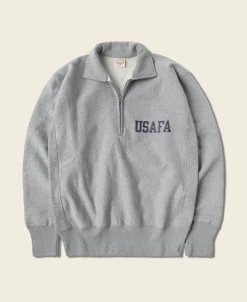 Bronson Mfg 1950s USAFA Reverse Weave Half-Zip Sweatshirt -> Sweatshirts & Hoodies