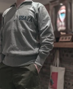 Bronson Mfg 1950s USAFA Reverse Weave Half-Zip Sweatshirt -><noscript><img width=
