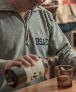 Bronson Mfg 1950s USAFA Reverse Weave Half-Zip Sweatshirt -><noscript><img width=
