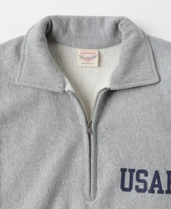 Bronson Mfg 1950s USAFA Reverse Weave Half-Zip Sweatshirt -><noscript><img width=