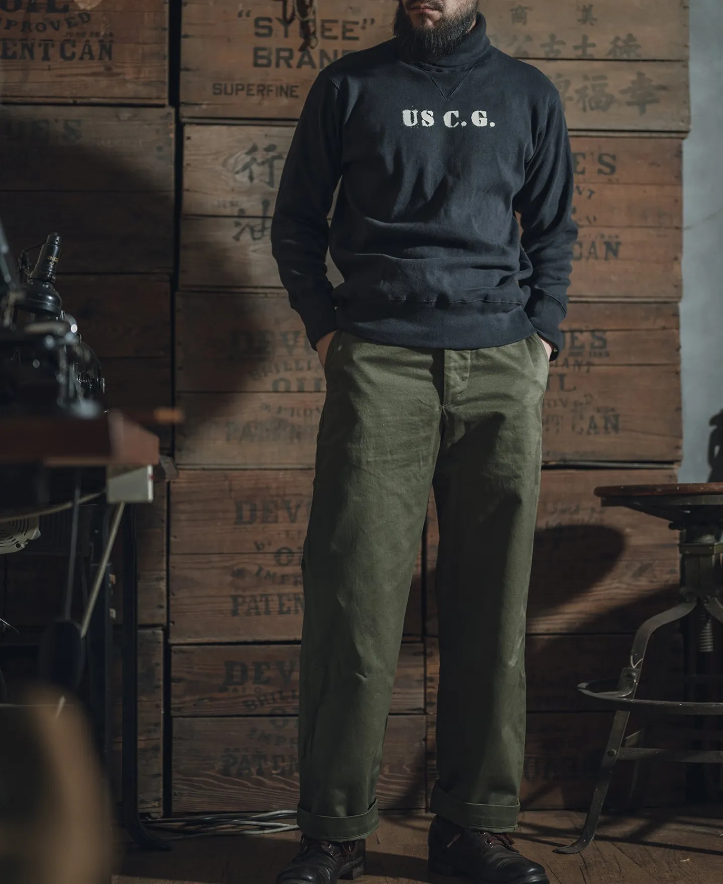 Bronson Mfg 1930s USCG Turtleneck Thermal -> Long Sleeve T-Shirts|Underwear