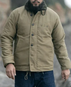 Bronson Mfg 1940s USN 3rd Type N-1 Woolen Deck Jacket - Stencil><noscript><img width=