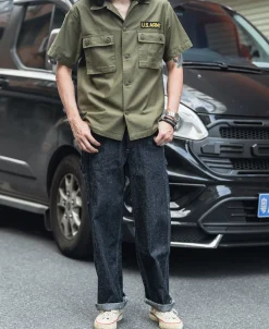 Bronson Mfg Slub Pearl Yarn Denim Carpenter Pants><noscript><img width=